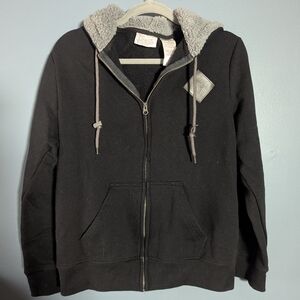 Game Of Thrones Black With Grey Fleece Hood Hoodie Logo Men's Size Medium Zip up